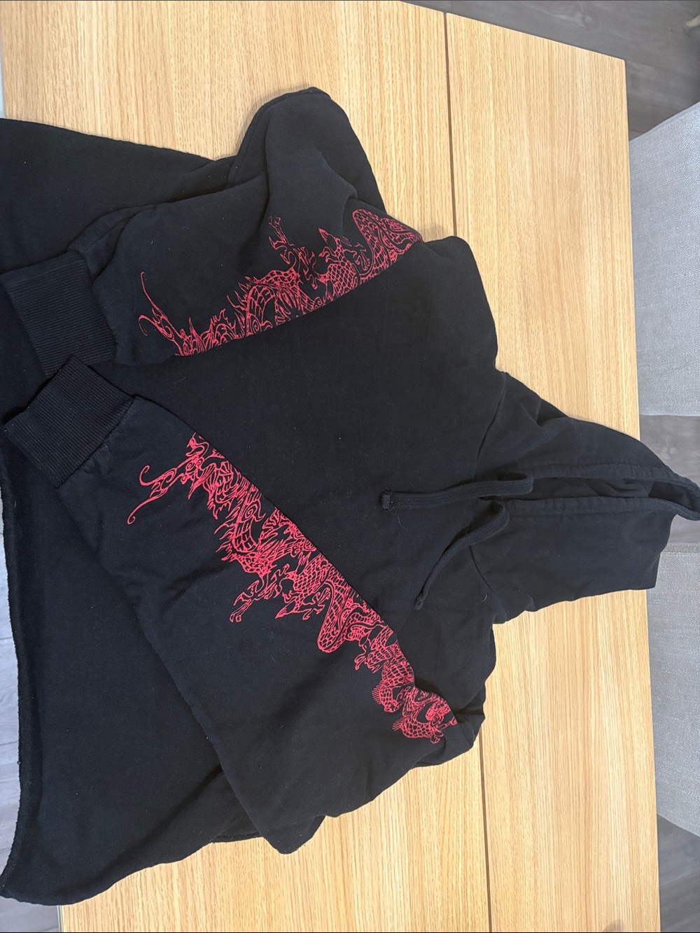 Hot Topic Black Hoodie with Red Dragon Graphic